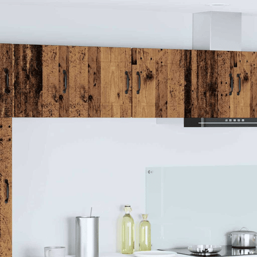 Lote de 2 Armários de cozinha suspendidos - Cozinha modular Colgantes com prateleira Madeira Antiga