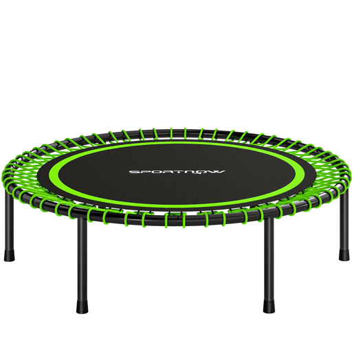 SPORTNOW Trampolim de Fitness Adultos Ø114 cm com Estrutura de Aço Reforçada para Treino de Pernas Corpo em Casa Escritório Ginásio Verde e Preto