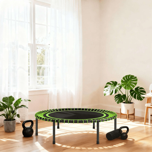 SPORTNOW Trampolim de Fitness Adultos Ø114 cm com Estrutura de Aço Reforçada para Treino de Pernas Corpo em Casa Escritório Ginásio Verde e Preto