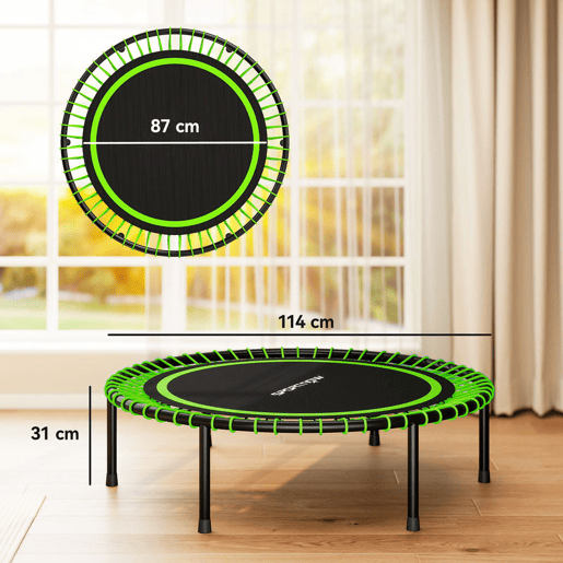 SPORTNOW Trampolim de Fitness Adultos Ø114 cm com Estrutura de Aço Reforçada para Treino de Pernas Corpo em Casa Escritório Ginásio Verde e Preto