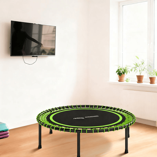 SPORTNOW Trampolim de Fitness Adultos Ø114 cm com Estrutura de Aço Reforçada para Treino de Pernas Corpo em Casa Escritório Ginásio Verde e Preto