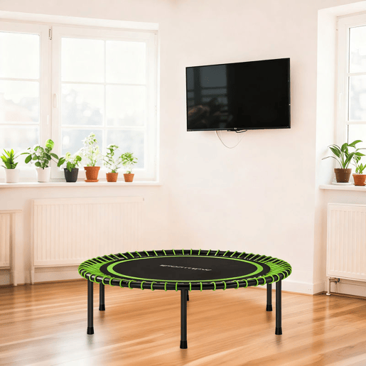 SPORTNOW Trampolim de Fitness Adultos Ø114 cm com Estrutura de Aço Reforçada para Treino de Pernas Corpo em Casa Escritório Ginásio Verde e Preto