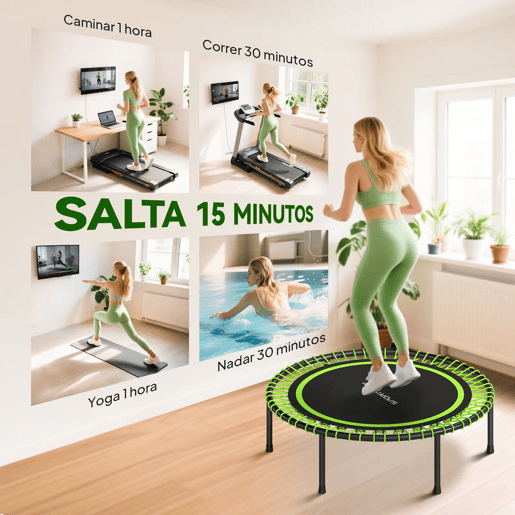 SPORTNOW Trampolim de Fitness Adultos Ø114 cm com Estrutura de Aço Reforçada para Treino de Pernas Corpo em Casa Escritório Ginásio Verde e Preto
