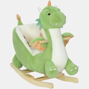 AIYAPLAY Baloiço para Bebés com Som de Dragão Baloiço de Pelúcia com Base de Madeira Cinto de Segurança para Crianças de 18-36 Meses 65x38x72 cm Verde