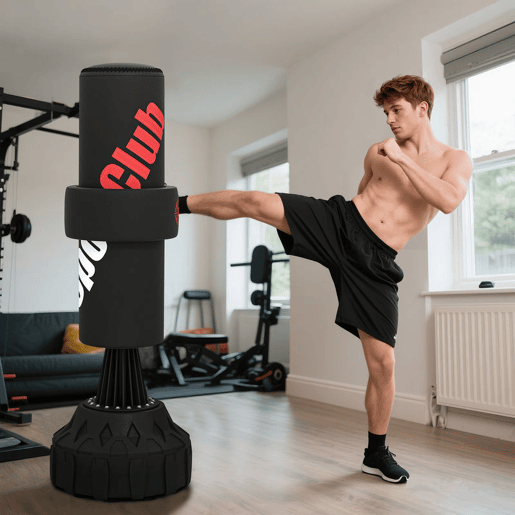 SPORTNOW Saco de Boxe de Pé 175 cm para Adultos Faixa de Altura Ajustável 65u2013175 cm Base Recarregável com Ventosas Amortecedor Inclui Bandagem Treino MMA Muay Thai Preto