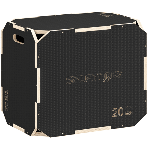 SPORTNOW Caixa Pliométrica de Madeira 3 em 1 Plataforma de Caixa Pliométrica com 3 Alturas Diferentes Alças Sem Cantos Treino de Salto Força em Casa Ginásio e Exterior 61x51x40,5 cm Preto SPORTNOW Caixa Pliométrica de Madeira 3 em 1 Plataforma de Caixa Pliométrica com 3 Alturas Diferentes Alças Sem Cantos Treino de Salto Força em Casa Ginásio e Exterior 61x51x40,5 cm Preto