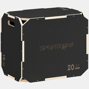 SPORTNOW Caixa Pliométrica de Madeira 3 em 1 Plataforma de Caixa Pliométrica com 3 Alturas Diferentes Alças Sem Cantos Treino de Salto Força em Casa Ginásio e Exterior 61x51x40,5 cm Preto