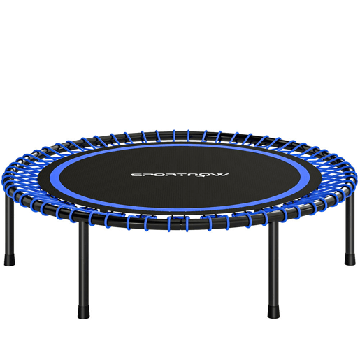 SPORTNOW Trampolim de Fitness Adultos Ø114 cm com Estrutura de Aço Reforçada para Treino de Pernas Corpo em Casa Escritório Ginásio Azul e Preto
