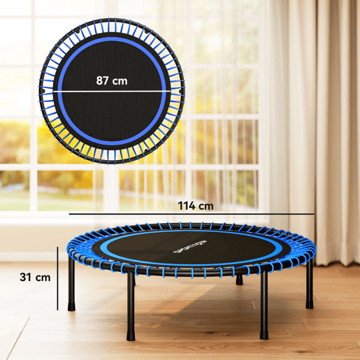 SPORTNOW Trampolim de Fitness Adultos Ø114 cm com Estrutura de Aço Reforçada para Treino de Pernas Corpo em Casa Escritório Ginásio Azul e Preto
