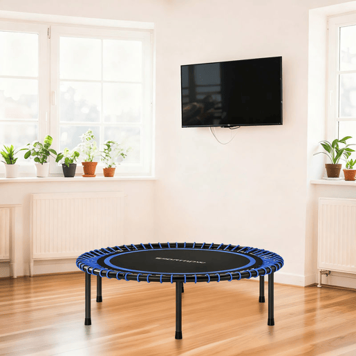 SPORTNOW Trampolim de Fitness Adultos Ø114 cm com Estrutura de Aço Reforçada para Treino de Pernas Corpo em Casa Escritório Ginásio Azul e Preto