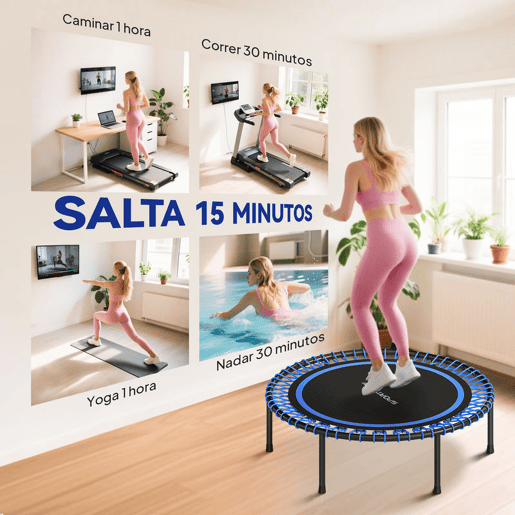 SPORTNOW Trampolim de Fitness Adultos Ø114 cm com Estrutura de Aço Reforçada para Treino de Pernas Corpo em Casa Escritório Ginásio Azul e Preto