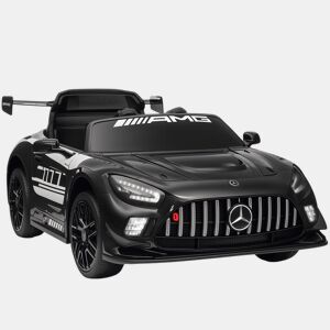 AIYAPLAY Carro Elétrico para Crianças Mercedes-AMG GT3 Evo Carro de Bateria 12V com Controlo Remoto 2,4G Motor Duplo Rodas Auxiliares Alça de Transporte Música Faróis 115x66x44 cm Preto