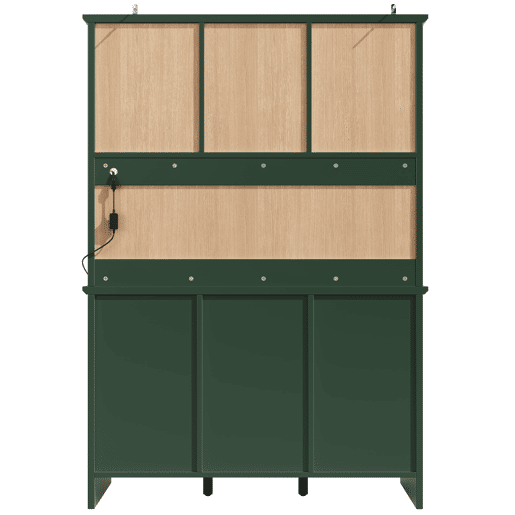 Aparador 120x40x179 cm - Armário alto com portas de vidro castanho e LED - Verde