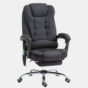 Vinsetto Cadeira de Escritório com 6 Pontos de Massagem Giratória com Encosto Reclinável 135º Função de Aquecimento Apoio para os Pés Retrátil Altura Ajustável e Controlo Remoto 65x70x111-119 cm Preto