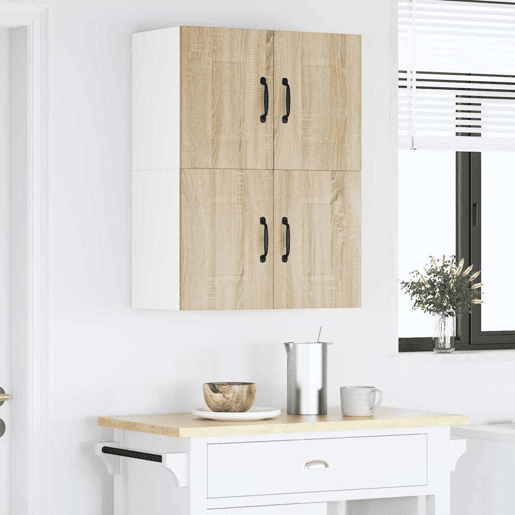 Lote de 2 Armários de cozinha suspendidos - Cozinha modular Colgantes com porta Carvalho Sonoma