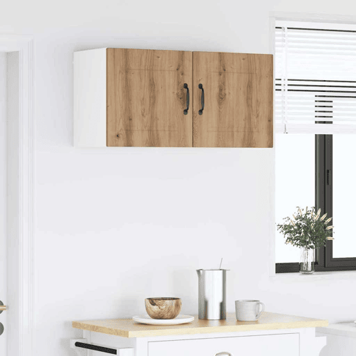 Lote de 2 Armários de cozinha suspendidos - Cozinha modular Colgantes com porta Carvalho Artesanal
