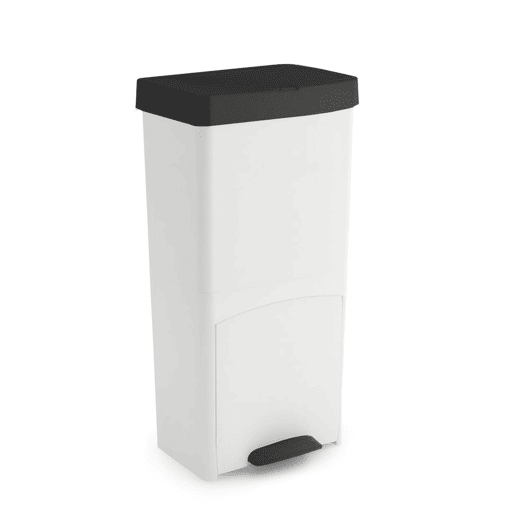Lixeira vertical de 70 litros, preta e branca, para lixo ou reciclagem, com 2 compartimentos, 76 cm de altura, fácil de gerenciar, cor preta antracite.