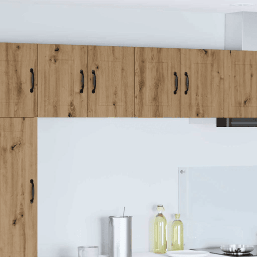 Lote de 2 Armários de cozinha suspendidos - Cozinha modular Colgantes com porta Carvalho Artesanal