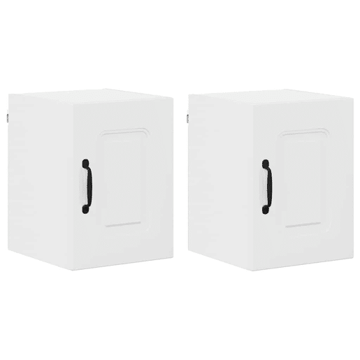 Lote de 2 Armários de cozinha suspendidos - Cozinha modular Colgantes com porta Branco Brilhante