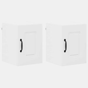 Lote de 2 Armários de cozinha suspendidos - Cozinha modular Colgantes com porta Branco Brilhante