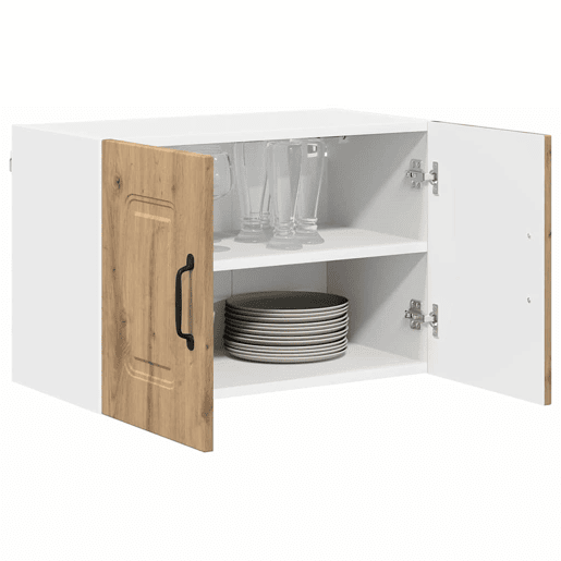 Lote de 2 Armários de cozinha suspendidos - Cozinha modular Colgantes com porta Carvalho Artesanal