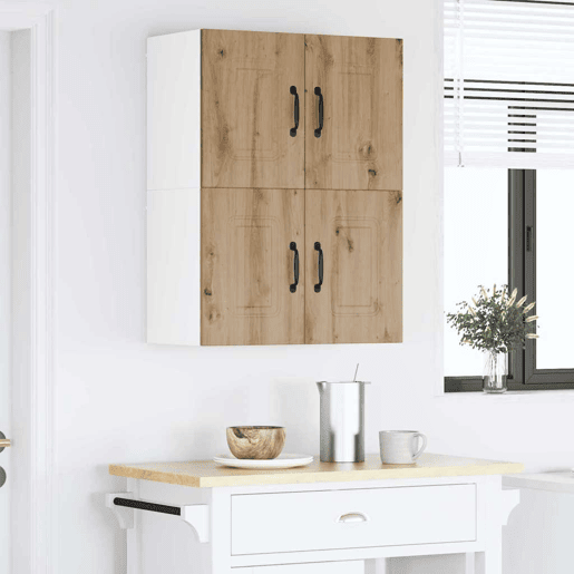 Lote de 2 Armários de cozinha suspendidos - Cozinha modular Colgantes com porta Carvalho Artesanal