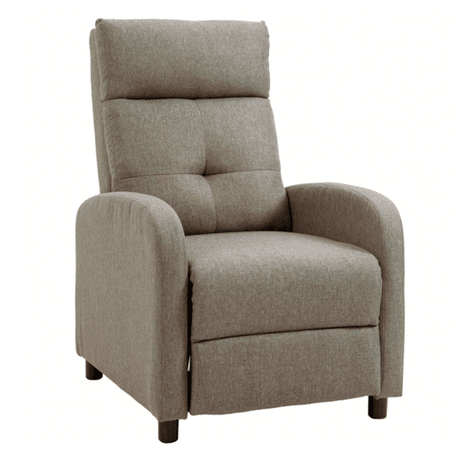 Poltrona reclinável manual Relax 155º, modelo Denmark, para sala de estar, em poliéster respirável marrom, 67x98x87 cm