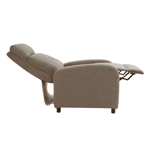 Poltrona reclinável manual Relax 155º, modelo Denmark, para sala de estar, em poliéster respirável marrom, 67x98x87 cm