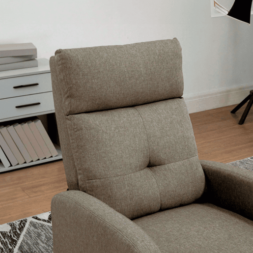 Poltrona reclinável manual Relax 155º, modelo Denmark, para sala de estar, em poliéster respirável marrom, 67x98x87 cm