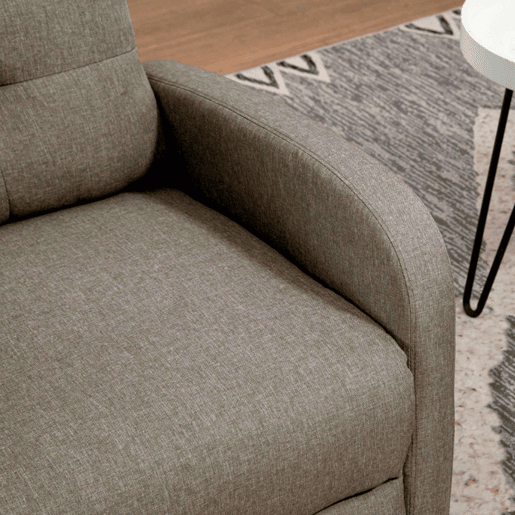 Poltrona reclinável manual Relax 155º, modelo Denmark, para sala de estar, em poliéster respirável marrom, 67x98x87 cm