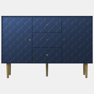Aparador 120x40x83 cm - 2 portas, 3 gavetas, prateleira ajustável - Azul marinho