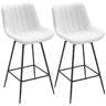 HOMCOM Conjunto de 2 Bancos de Bar Giratórios Bancos Altos de Cozinha com Encosto Curvado e Apoio para os Pés Estofados em PU Estrutura de Aço Cadeiras Altas de Cozinha para Sala de Jantar 47x54,5x97,5 cm Branco