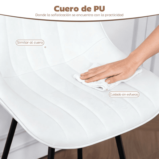 HOMCOM Conjunto de 2 Bancos de Bar Giratórios Bancos Altos de Cozinha com Encosto Curvado e Apoio para os Pés Estofados em PU Estrutura de Aço Cadeiras Altas de Cozinha para Sala de Jantar 47x54,5x97,5 cm Branco
