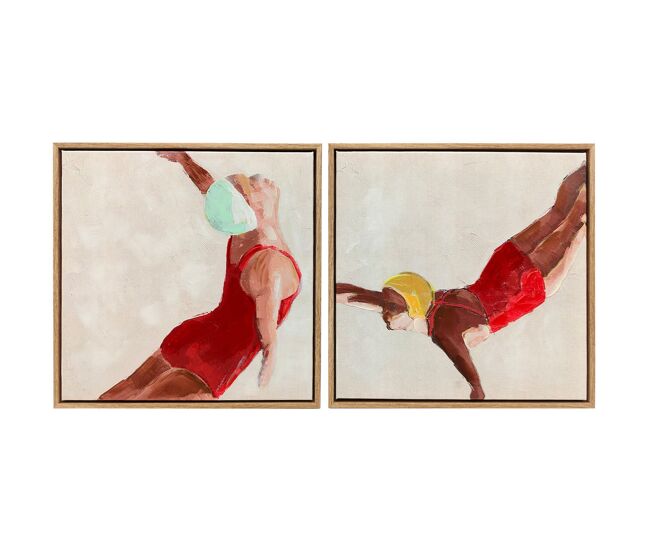 Homcom cuadros en lienzo de figuras dinámicas a mano, 40x40 cm, 2 piezas, cuadros de arte de pared enmarcados, decoración moderna para dormitorio,