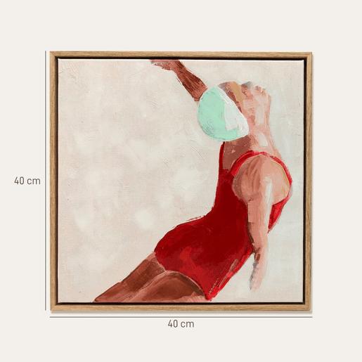 HOMCOM Pinturas em Tela de Figuras Dinâmicas à Mão 40x40 cm 2 Peças Pinturas de Arte de Parede Emolduradas Decoração Moderna para Quarto Sala Cozinha Vermelho