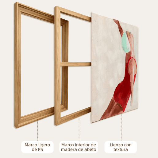 HOMCOM Pinturas em Tela de Figuras Dinâmicas à Mão 40x40 cm 2 Peças Pinturas de Arte de Parede Emolduradas Decoração Moderna para Quarto Sala Cozinha Vermelho