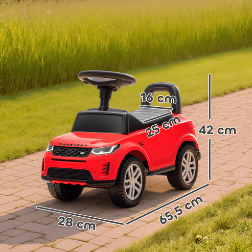 AIYAPLAY Carro Andador Infantil com Licença de Land Rover Carro Andador para Crianças de 18-36 Meses com Armazenamento Volante Buzina Sons de Motor 65,5x28x42 cm Vermelho