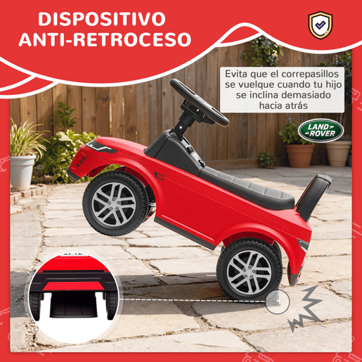 AIYAPLAY Carro Andador Infantil com Licença de Land Rover Carro Andador para Crianças de 18-36 Meses com Armazenamento Volante Buzina Sons de Motor 65,5x28x42 cm Vermelho