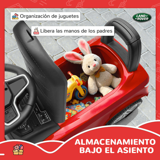 AIYAPLAY Carro Andador Infantil com Licença de Land Rover Carro Andador para Crianças de 18-36 Meses com Armazenamento Volante Buzina Sons de Motor 65,5x28x42 cm Vermelho