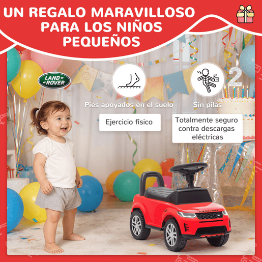 AIYAPLAY Carro Andador Infantil com Licença de Land Rover Carro Andador para Crianças de 18-36 Meses com Armazenamento Volante Buzina Sons de Motor 65,5x28x42 cm Vermelho
