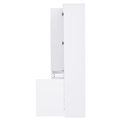 Vitrine 70x35x180 cm - Altura brilhante, vidro com LED, gavetas, armazenamento - Branco