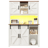 Aparador 115 × 40 × 174,7 cm - Com portas de correr e luz LED - Branco