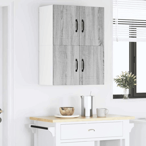 Lote de 2 Armários de cozinha suspendidos - Cozinha modular Colgantes Cinza Sonoma 60 x 31 x 40 cm