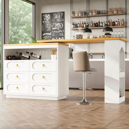 Aparador 137-203 cm - Design moderno com arrumação e função extensível - Branco