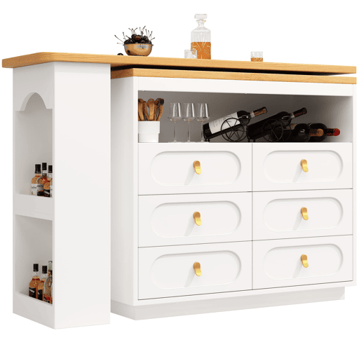 Aparador 137-203 cm - Design moderno com arrumação e função extensível - Branco