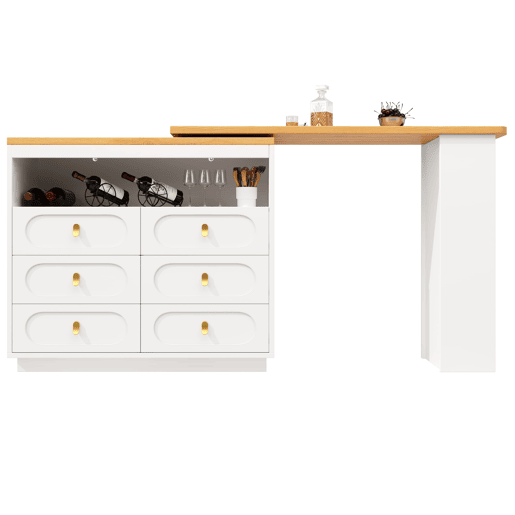 Aparador 137-203 cm - Design moderno com arrumação e função extensível - Branco