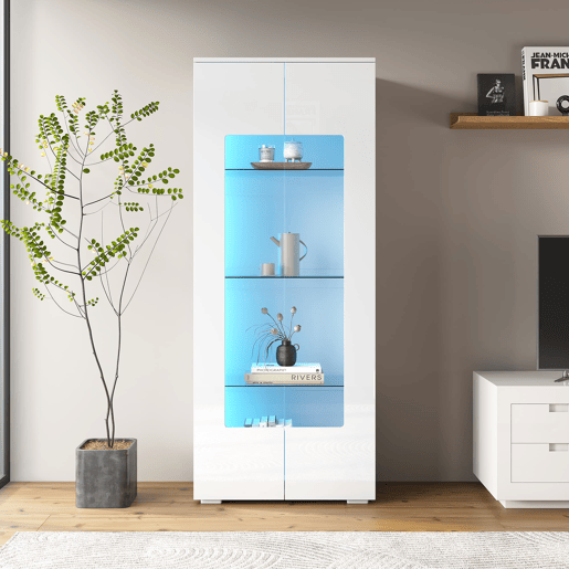 Vitrine 70x40x173 cm - 2 portas acrÃlicas, LED, vidro temperado, alto brilho - Branco Vitrine 70x40x173 cm - 2 portas acrÃlicas, LED, vidro temperado, alto brilho - Branco