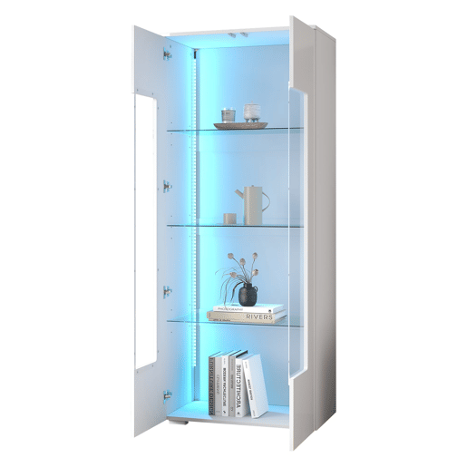 Vitrine 70x40x173 cm - 2 portas acrÃlicas, LED, vidro temperado, alto brilho - Branco Vitrine 70x40x173 cm - 2 portas acrÃlicas, LED, vidro temperado, alto brilho - Branco