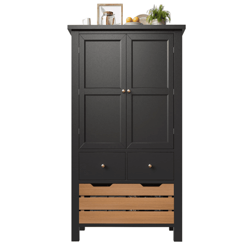 Aparador 80x40x140 cm - Buffet alto, 2 portas, 5 gavetas - Preto Aparador 80x40x140 cm - Buffet alto, 2 portas, 5 gavetas - Preto