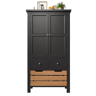 Aparador 80x40x140 cm - Buffet alto, 2 portas, 5 gavetas - Preto